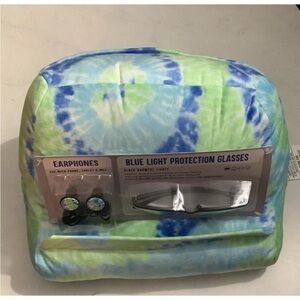 Portable Lap Desk Pillow 12x8x9In With Earphones & Blue Light Protection Glasses